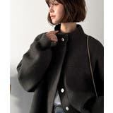 シンプルで洗練されたデザインが魅力！サイドドロスト比翼ニットブルゾン | Classical Elf  | 詳細画像21 