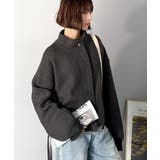 シンプルで洗練されたデザインが魅力！サイドドロスト比翼ニットブルゾン | Classical Elf  | 詳細画像23 