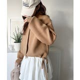 シンプルで洗練されたデザインが魅力！サイドドロスト比翼ニットブルゾン | Classical Elf  | 詳細画像30 