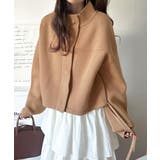 シンプルで洗練されたデザインが魅力！サイドドロスト比翼ニットブルゾン | Classical Elf  | 詳細画像34 