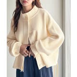 シンプルで洗練されたデザインが魅力！サイドドロスト比翼ニットブルゾン | Classical Elf  | 詳細画像1 