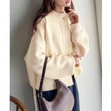 シンプルで洗練されたデザインが魅力！サイドドロスト比翼ニットブルゾン | Classical Elf  | 詳細画像2 