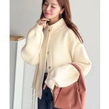 シンプルで洗練されたデザインが魅力！サイドドロスト比翼ニットブルゾン | Classical Elf  | 詳細画像5 