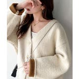 袖先から薫る。こなれ感たっぷりのこっくり配色。Wフェイス裏配色Vネックカーディガ… | Classical Elf  | 詳細画像5 