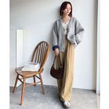 袖先から薫る。こなれ感たっぷりのこっくり配色。Wフェイス裏配色Vネックカーディガ… | Classical Elf  | 詳細画像22 