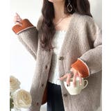 袖先から薫る。こなれ感たっぷりのこっくり配色。Wフェイス裏配色Vネックカーディガ… | Classical Elf  | 詳細画像35 