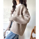 袖先から薫る。こなれ感たっぷりのこっくり配色。Wフェイス裏配色Vネックカーディガ… | Classical Elf  | 詳細画像39 