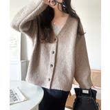 袖先から薫る。こなれ感たっぷりのこっくり配色。Wフェイス裏配色Vネックカーディガ… | Classical Elf  | 詳細画像40 