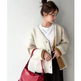 袖先から薫る。こなれ感たっぷりのこっくり配色。Wフェイス裏配色Vネックカーディガ… | Classical Elf  | 詳細画像2 