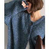 ブルー | エアリーな抜け感。大人のリボンヤーン前後2wayニットカーディガン（長袖） | Classical Elf 