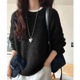 ブラック | ふんわり愛されスタイル♪前後2wayヘンリーネックニット(長袖) | Classical Elf