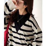 ブラックボーダー | 一枚着るだけで、大人の抜け感を演出♪レイヤード風ニットトップス（長袖） | Classical Elf 