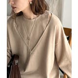 ベージュ | 一枚着るだけで、大人の抜け感を演出♪レイヤード風ニットトップス（長袖） | Classical Elf 