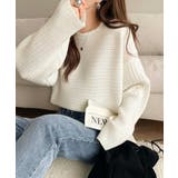 オフホワイト | ゆるリブの抜け感。ドルマン袖クルーネックニットトップス(長袖) | Classical Elf