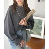 チャコール | ひとさじの甘さ。微光沢仕立て、シルケット加工ハイネックキャンディスリーブTシャツ… | Classical Elf 