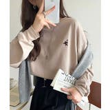 ベージュ | 後ろ姿も、抜かりなく。胸刺繍 シルケット素材 ゆったりシルエット | Classical Elf