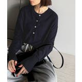 ネイビー | ニットのぬくもりに、少しのアクセント。前後2wayヘンリーネックニットプルオーバ… | Classical Elf