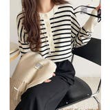 アイボリーボーダーA | ニットのぬくもりに、少しのアクセント。前後2wayヘンリーネックニットプルオーバ… | Classical Elf