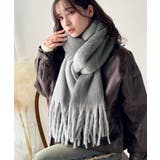 グレー | 顔まわりに華やぎをプラス♪ バイカラー起毛マフラー | Classical Elf