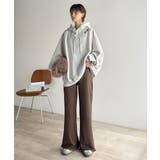 ゆるっとラクして、美脚見え♪ランダムリブ 裾メロウ ストレート イージーパンツ | Classical Elf  | 詳細画像32 