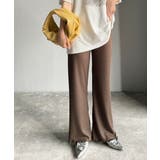 ゆるっとラクして、美脚見え♪ランダムリブ 裾メロウ ストレート イージーパンツ | Classical Elf  | 詳細画像36 