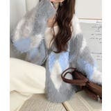 グレー | 羽織るだけで旬顔＆スタイルアップを叶える◎長起毛アーガイルカーディガン | Classical Elf 