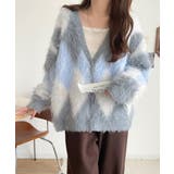 羽織るだけで旬顔＆スタイルアップを叶える◎長起毛アーガイルカーディガン | Classical Elf  | 詳細画像6 