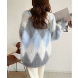 羽織るだけで旬顔＆スタイルアップを叶える◎長起毛アーガイルカーディガン | Classical Elf  | 詳細画像9 