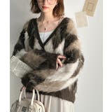 羽織るだけで旬顔＆スタイルアップを叶える◎長起毛アーガイルカーディガン | Classical Elf  | 詳細画像16 