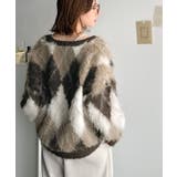 羽織るだけで旬顔＆スタイルアップを叶える◎長起毛アーガイルカーディガン | Classical Elf  | 詳細画像20 