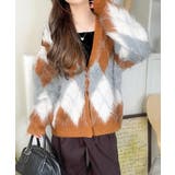 羽織るだけで旬顔＆スタイルアップを叶える◎長起毛アーガイルカーディガン | Classical Elf  | 詳細画像28 