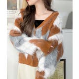 オレンジ | 羽織るだけで旬顔＆スタイルアップを叶える◎長起毛アーガイルカーディガン | Classical Elf 