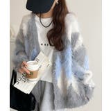 羽織るだけで旬顔＆スタイルアップを叶える◎長起毛アーガイルカーディガン | Classical Elf  | 詳細画像1 