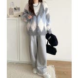 羽織るだけで旬顔＆スタイルアップを叶える◎長起毛アーガイルカーディガン | Classical Elf  | 詳細画像4 