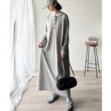 大人リラクシーで抜け感を。胸刺繍配色デザインヘンリーネックロングワンピース | Classical Elf  | 詳細画像9 