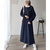 大人リラクシーで抜け感を。胸刺繍配色デザインヘンリーネックロングワンピース | Classical Elf  | 詳細画像14 