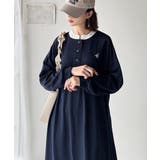 大人リラクシーで抜け感を。胸刺繍配色デザインヘンリーネックロングワンピース | Classical Elf  | 詳細画像15 