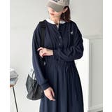 大人リラクシーで抜け感を。胸刺繍配色デザインヘンリーネックロングワンピース | Classical Elf  | 詳細画像22 