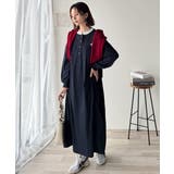 大人リラクシーで抜け感を。胸刺繍配色デザインヘンリーネックロングワンピース | Classical Elf  | 詳細画像3 