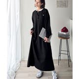 大人リラクシーで抜け感を。胸刺繍配色デザインヘンリーネックロングワンピース | Classical Elf  | 詳細画像4 