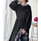 大人リラクシーで抜け感を。胸刺繍配色デザインヘンリーネックロングワンピース | Classical Elf  | 詳細画像5 