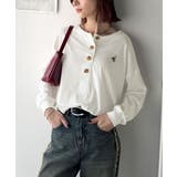 着回し力抜群♪リラックスシルエットで程よい抜け感◎胸刺繍ヘンリーネックトップス | Classical Elf  | 詳細画像6 