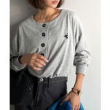 杢グレー | 着回し力抜群♪リラックスシルエットで程よい抜け感◎胸刺繍ヘンリーネックトップス | Classical Elf 