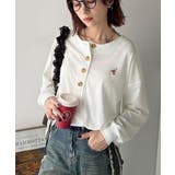 着回し力抜群♪リラックスシルエットで程よい抜け感◎胸刺繍ヘンリーネックトップス | Classical Elf  | 詳細画像2 