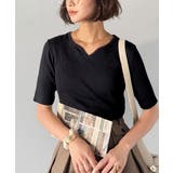 美デコルテを演出♪リブニットカーヴィーネックトップス（半袖） | Classical Elf  | 詳細画像8 