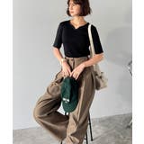 美デコルテを演出♪リブニットカーヴィーネックトップス（半袖） | Classical Elf  | 詳細画像10 