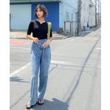 美デコルテを演出♪リブニットカーヴィーネックトップス（半袖） | Classical Elf  | 詳細画像20 