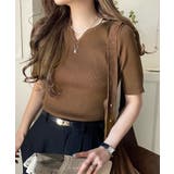 美デコルテを演出♪リブニットカーヴィーネックトップス（半袖） | Classical Elf  | 詳細画像23 