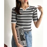 美デコルテを演出♪リブニットカーヴィーネックトップス（半袖） | Classical Elf  | 詳細画像28 