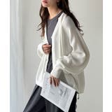 オフホワイト | シルエット自在でお洒落も叶う。裾ドロストVネックニットカーディガン（長袖） | Classical Elf 